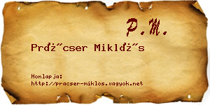 Prácser Miklós névjegykártya